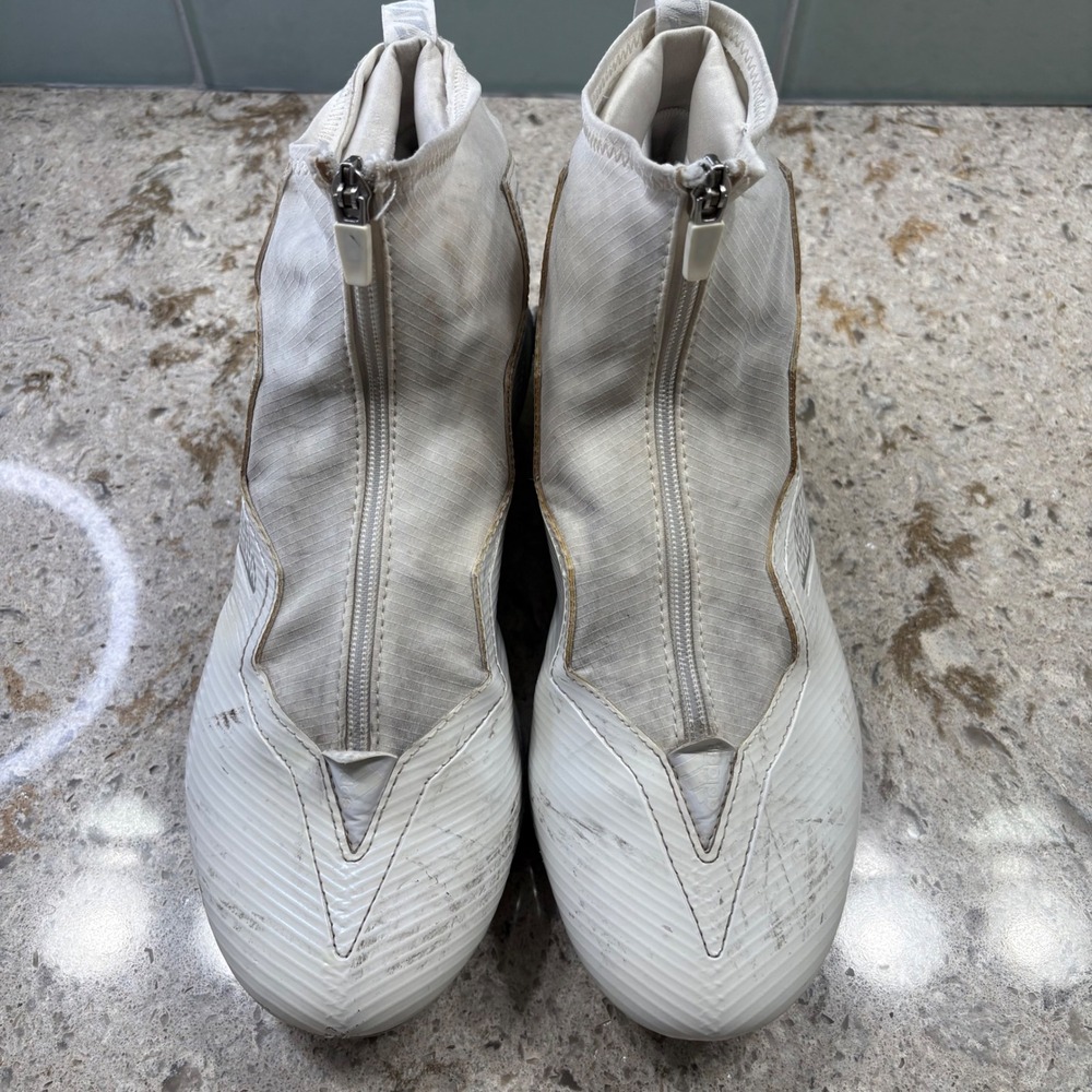 Adidas Football Cleats Ankle Support Zip Up White Athletic Shoes‎